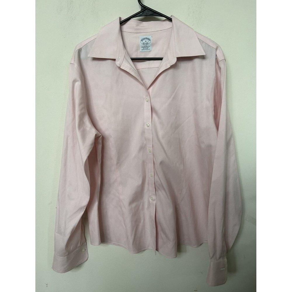 Brooks Brothers 2pc‎ Lot Pink Purple Non Iron Fitted Long Sleeve Shirt Sz 16 - Picture 6 of 7